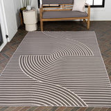 Arielle Mid-Century Modern Curve Stripe Reversible Machine-Washable Indoor/Outdoor Area Rug