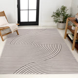 Arielle Mid-Century Modern Curve Stripe Reversible Machine-Washable Indoor/Outdoor Area Rug