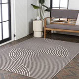 Arielle Mid-Century Modern Curve Stripe Reversible Machine-Washable Indoor/Outdoor Area Rug