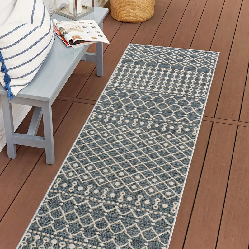 Zana Modern Geometric Moroccan Reversible Machine-Washable Indoor/Outdoor Area Rug