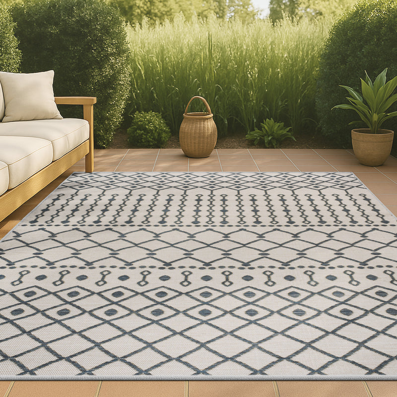 Zana Modern Geometric Moroccan Reversible Machine-Washable Indoor/Outdoor Area Rug