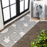 Arielle Mid-Century Modern Geometric Lines Reversible Machine-Washable Indoor/Outdoor Area Rug
