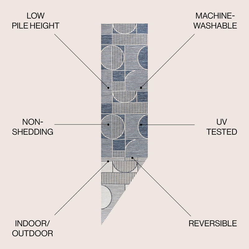 Arielle Mid-Century Modern Geometric Lines Reversible Machine-Washable Indoor/Outdoor Area Rug