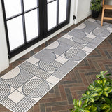 Arielle Mid-Century Modern Geometric Lines Reversible Machine-Washable Indoor/Outdoor Area Rug