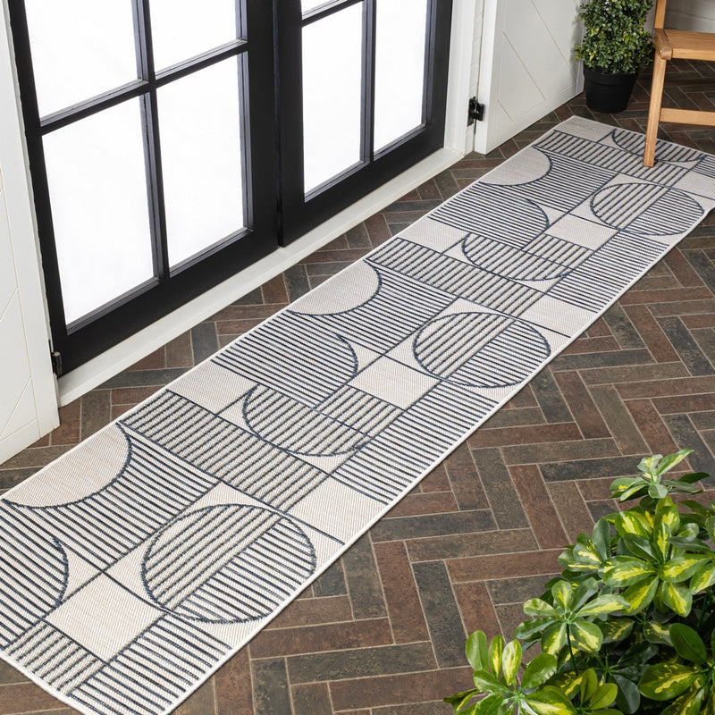 Arielle Mid-Century Modern Geometric Lines Reversible Machine-Washable Indoor/Outdoor Area Rug