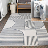 Arielle Mid-Century Modern Geometric Lines Reversible Machine-Washable Indoor/Outdoor Area Rug