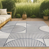 Arielle Mid-Century Modern Geometric Lines Reversible Machine-Washable Indoor/Outdoor Area Rug