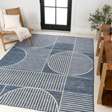 Arielle Mid-Century Modern Geometric Lines Reversible Machine-Washable Indoor/Outdoor Area Rug