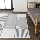Arielle Mid-Century Modern Geometric Lines Reversible Machine-Washable Indoor/Outdoor Area Rug