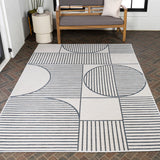 Arielle Mid-Century Modern Geometric Lines Reversible Machine-Washable Indoor/Outdoor Area Rug
