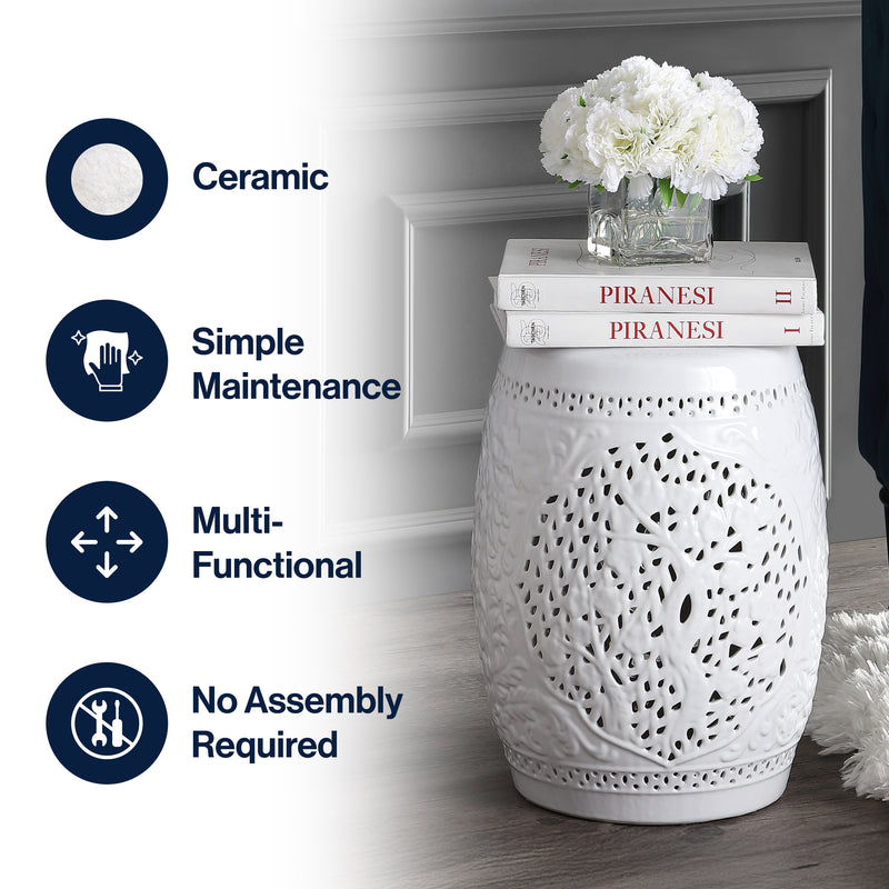 Tree of Life 18" Ceramic Garden Stool