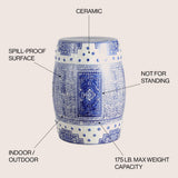 Acanthus 17.8" Chinoiserie Ceramic Drum Garden Stool - JONATHAN Y
