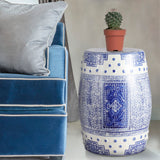 Acanthus 17.8" Chinoiserie Ceramic Drum Garden Stool - JONATHAN Y