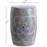 Camellia 17" Ceramic Drum Garden Stool - JONATHAN Y