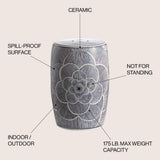 Camellia 17" Ceramic Drum Garden Stool - JONATHAN Y