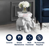 White Elephant 14.2" Ceramic Garden Stool