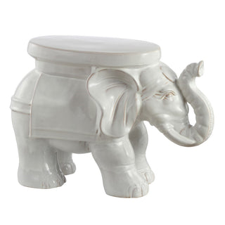 White Elephant 14.2" Ceramic Garden Stool - JONATHAN Y
