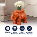 White Elephant 14.2" Ceramic Garden Stool