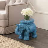 White Elephant 14.2" Ceramic Garden Stool - JONATHAN Y