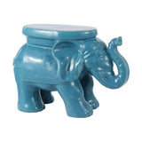 White Elephant 14.2" Ceramic Garden Stool - JONATHAN Y