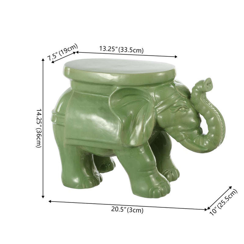White Elephant 14.2" Ceramic Garden Stool