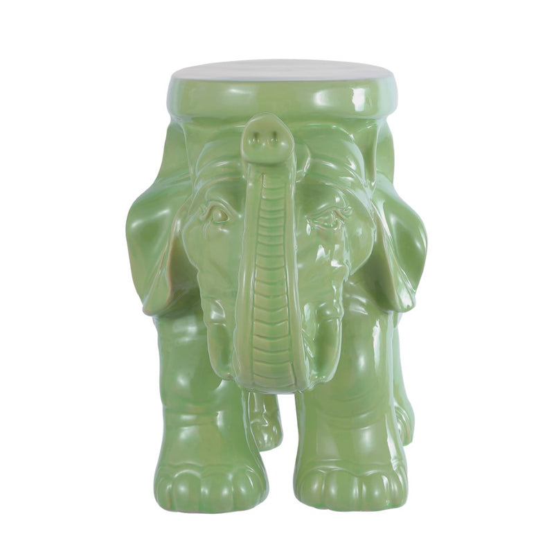 White Elephant 14.2" Ceramic Garden Stool