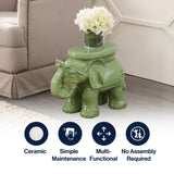White Elephant 14.2" Ceramic Garden Stool