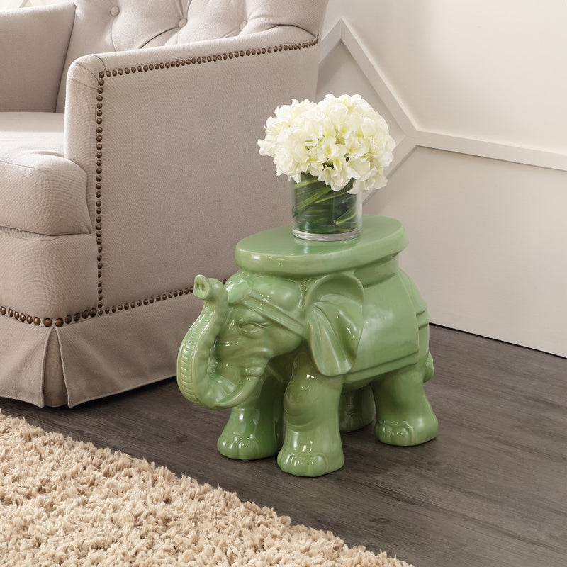 White Elephant 14.2" Ceramic Garden Stool
