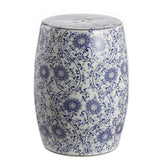 Lotus Blossom 17.5" Chinoiserie Ceramic Drum Garden Stool - JONATHAN Y