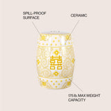 Double Happiness 18" Chinoiserie Ceramic Drum Garden Stool - JONATHAN Y