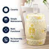 Double Happiness 18" Chinoiserie Ceramic Drum Garden Stool