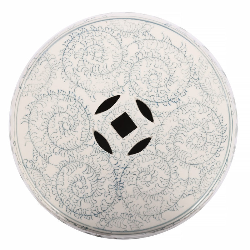 Double Happiness 18" Chinoiserie Ceramic Drum Garden Stool - JONATHAN Y
