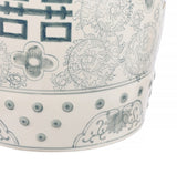 Double Happiness 18" Chinoiserie Ceramic Drum Garden Stool - JONATHAN Y