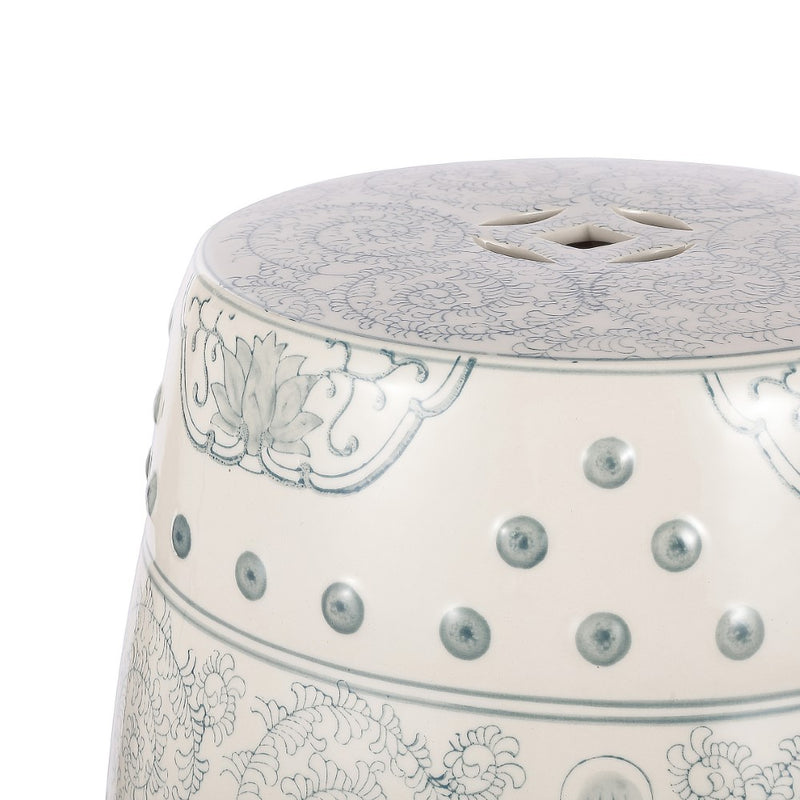 Double Happiness 18" Chinoiserie Ceramic Drum Garden Stool - JONATHAN Y