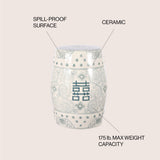 Double Happiness 18" Chinoiserie Ceramic Drum Garden Stool - JONATHAN Y