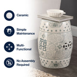Double Happiness 18" Chinoiserie Ceramic Drum Garden Stool