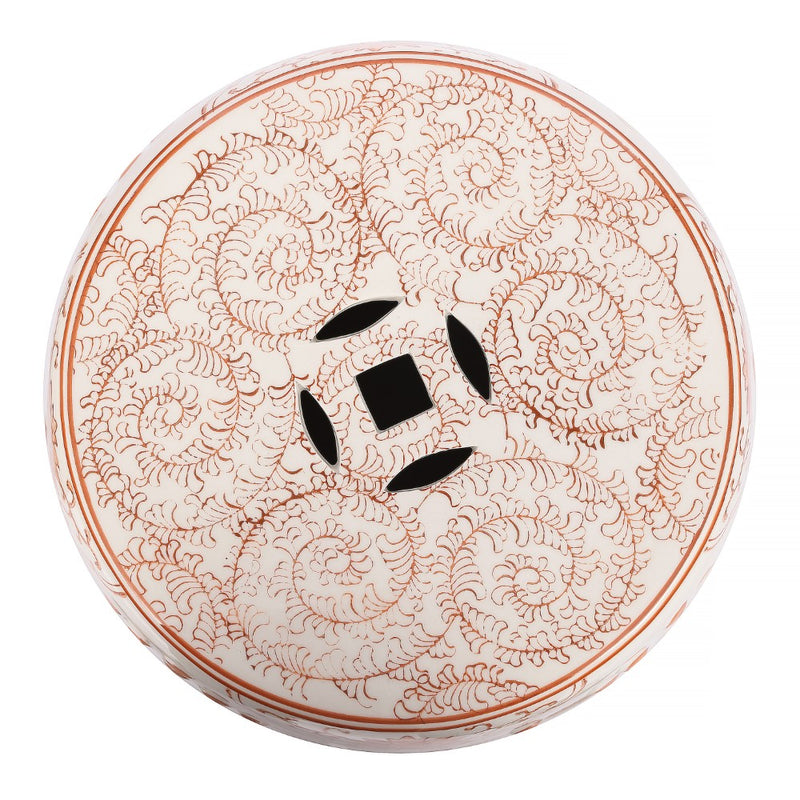 Double Happiness 18" Chinoiserie Ceramic Drum Garden Stool - JONATHAN Y