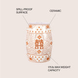 Double Happiness 18" Chinoiserie Ceramic Drum Garden Stool - JONATHAN Y