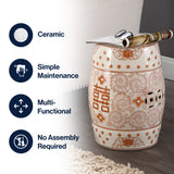 Double Happiness 18" Chinoiserie Ceramic Drum Garden Stool