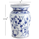 Cherry Blossom 17.7" Ceramic Garden Stool - JONATHAN Y