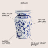 Cherry Blossom 17.7" Ceramic Garden Stool - JONATHAN Y