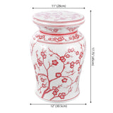 Cherry Blossom 17.7" Ceramic Garden Stool - JONATHAN Y