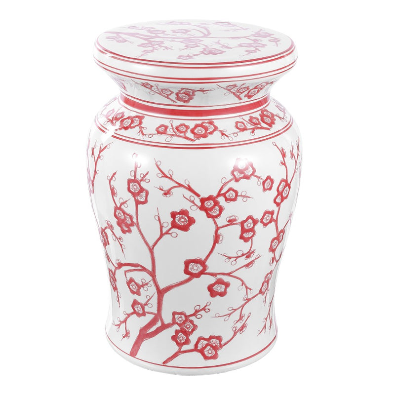 Cherry Blossom 17.7" Ceramic Garden Stool - JONATHAN Y