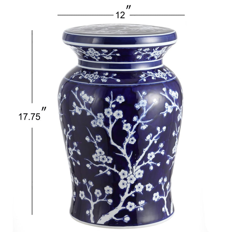 Cherry Blossom 17.75" Ceramic Garden Stool - JONATHAN Y