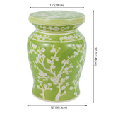 Cherry Blossom 17.75" Ceramic Garden Stool - JONATHAN Y