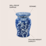Cherry Blossom 17.75" Ceramic Garden Stool - JONATHAN Y