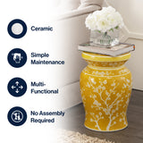 Cherry Blossom 17.75" Ceramic Garden Stool