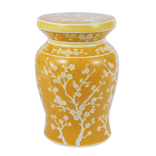 Cherry Blossom 17.75" Ceramic Garden Stool