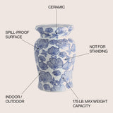 Poppies 17.7" Ceramic Garden Stool - JONATHAN Y