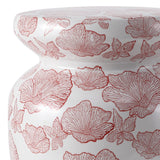 Poppies 17.8 in. Traditional Cottage Floral Ceramic Indoor/Outdoor Garden Stool and Accent Table - Red/White